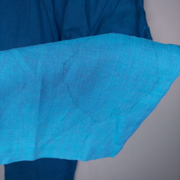 Sigrid Olsen Vtg Linen Capris Womens 12P Blue Woven Pocket Zipper 90's Y2K - Picture 4 of 10